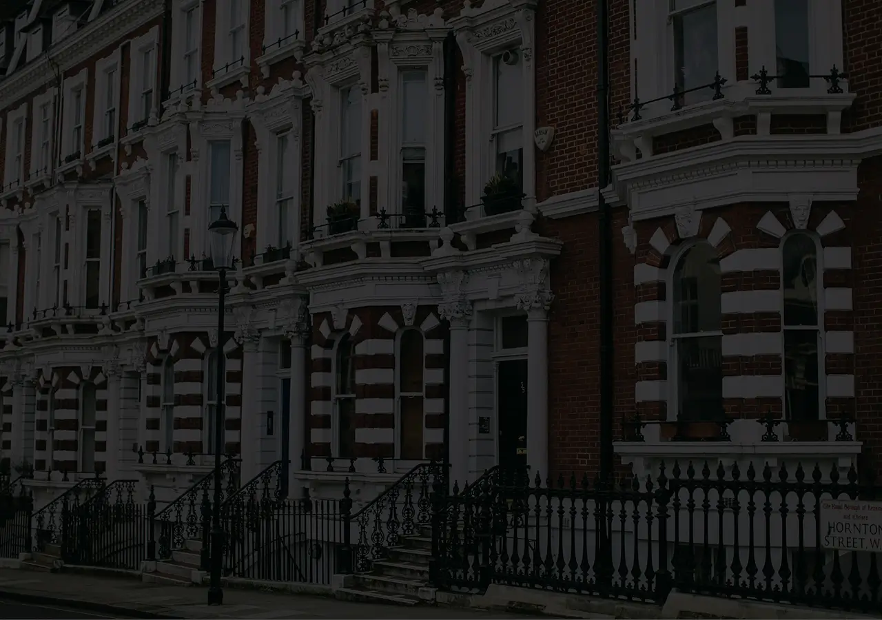 Houses on Hornton Street, Kensington, W8 with heritage style timber windows.